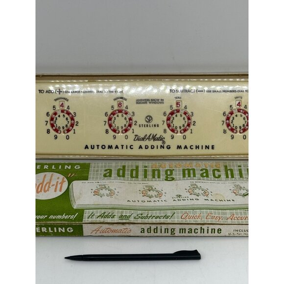 VTG Sterling Dial-A-Matic Automatic Adding Machine 8" No Pick w/ Box Collectible - Picture 4 of 9